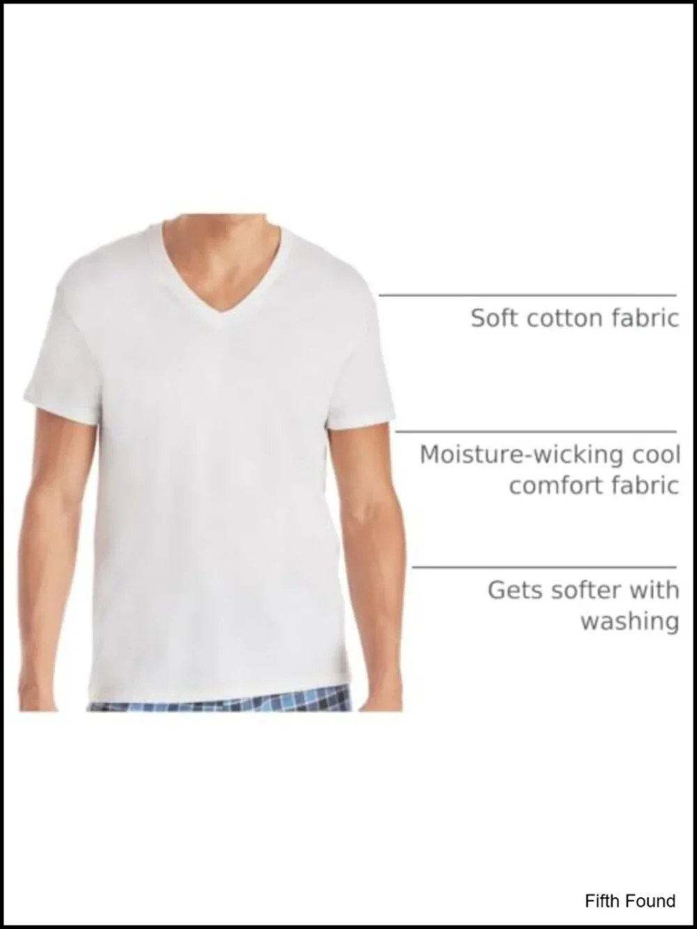 Men's V-Neck Cotton Undershirts 6-Pack Moisture-Wicking Breathable Tees